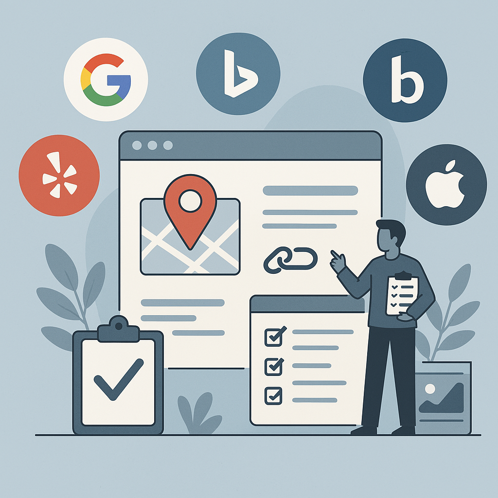 Local SEO map and pins indicating business locations